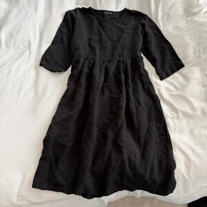 Merique Linen Lucy Midi Dress Black Women’s Size M